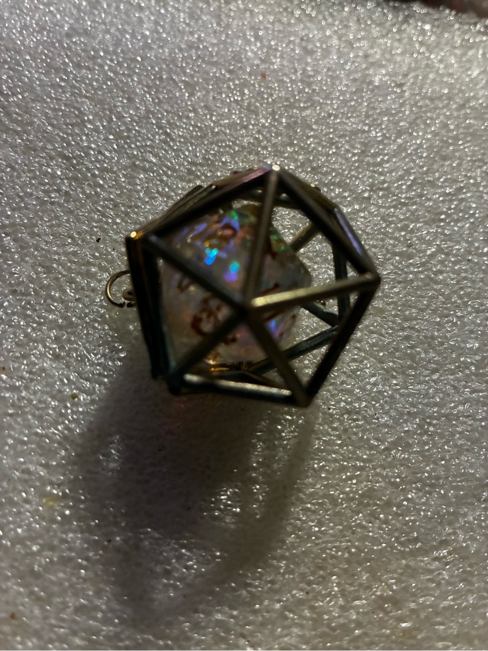 Geometric Cage Pendant with aura